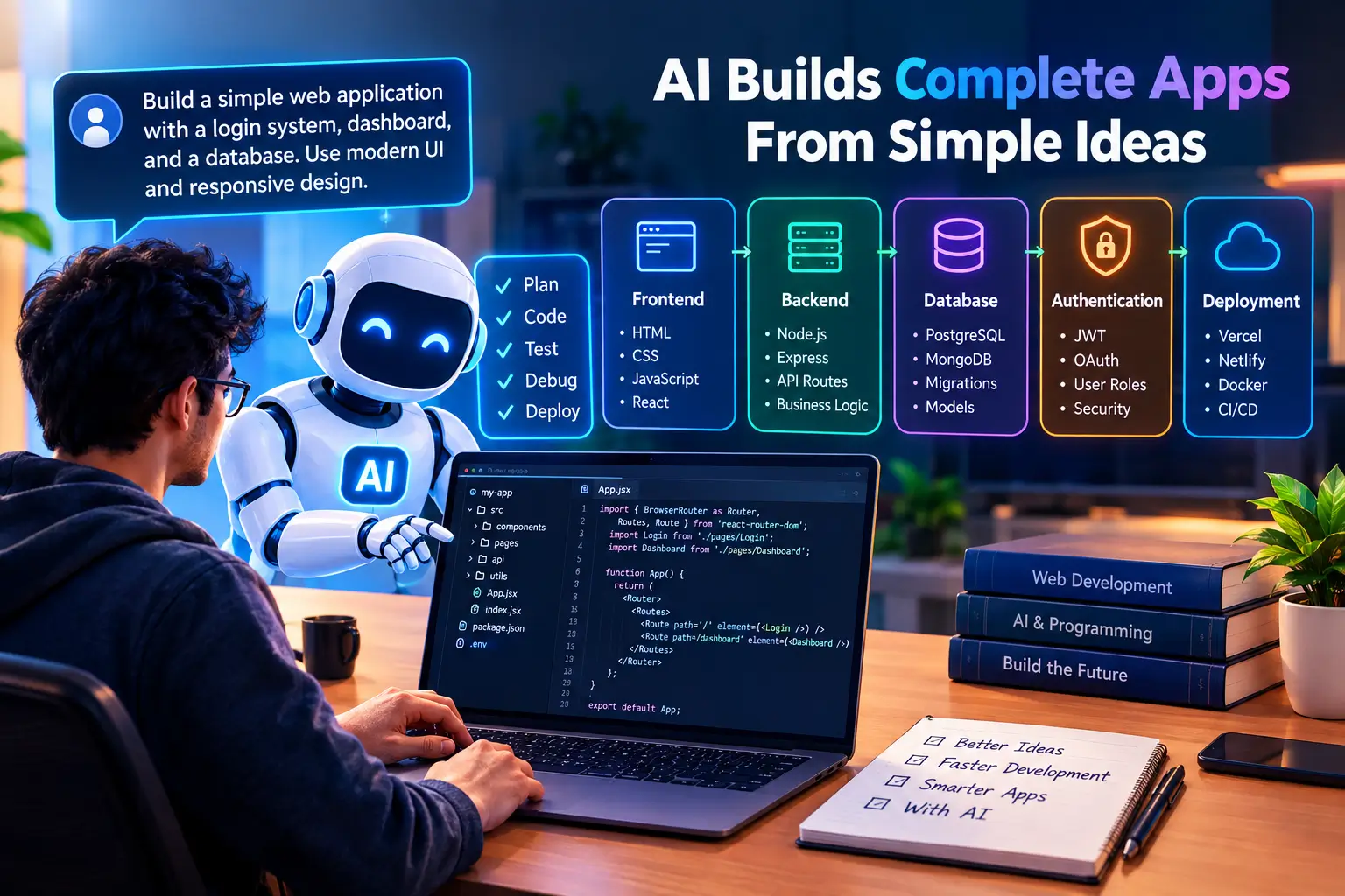 AI coding agents building complete apps from simple ideas