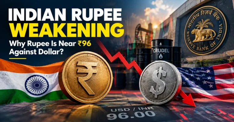 Indian rupee weakening near ₹96 against US dollar