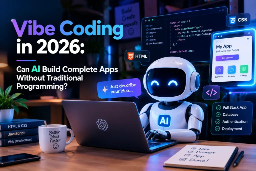 Vibe Coding in 2026 with AI coding agents building complete apps